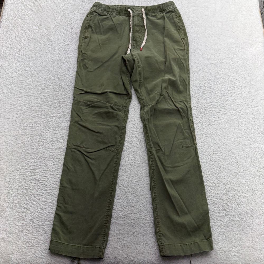 Topo Designs Dirt‎ Pants Mens Olive Green Organic Cotton Stretch Straight Leg 30